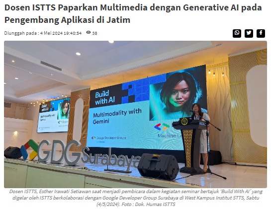 Dosen ISTTS Paparkan Multimedia dengan Generative AI pada Pengembang Aplikasi di Jatim